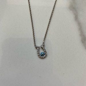 Horseshoe Necklace with Evil Eye
